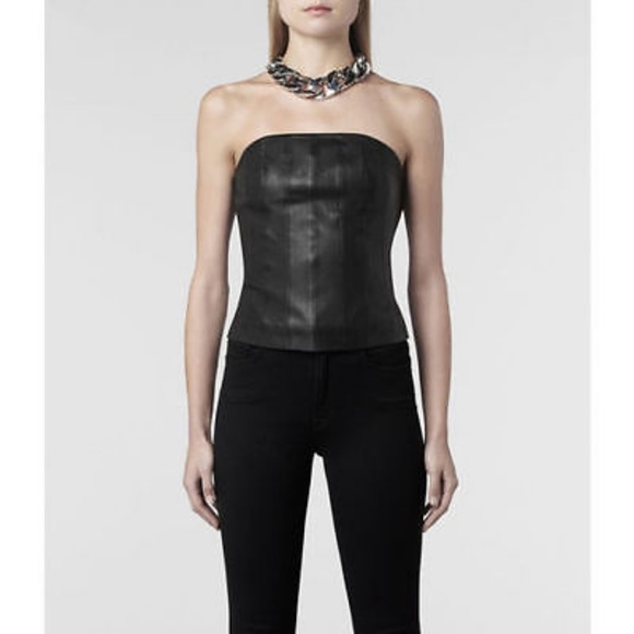 All Saints Leather zip corset - Picture 1 of 5